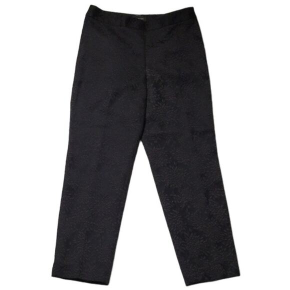 Talbots Heritage Black Floral Brocade Pants Side Zip & Button Career Party - 8 - Picture 1 of 8